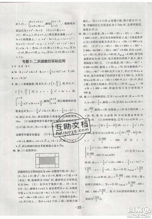 2020年同行学案学练测九年级数学下册青岛版答案