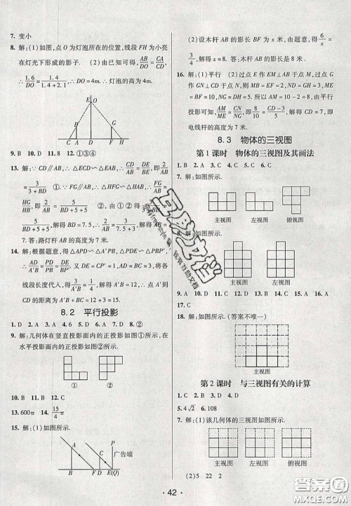 2020年同行学案学练测九年级数学下册青岛版答案