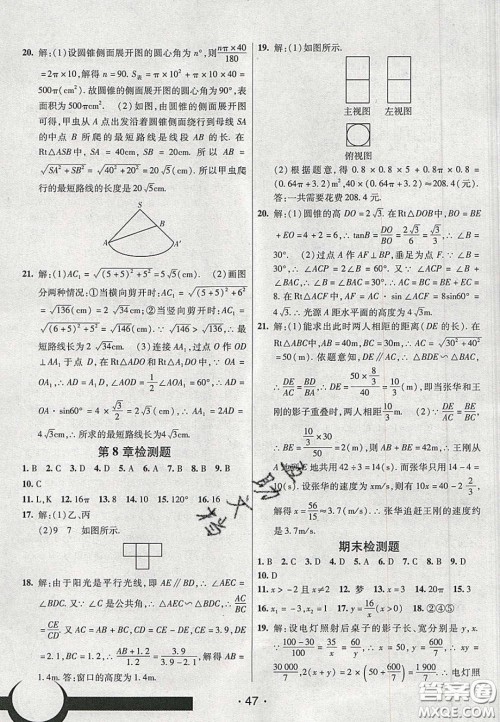 2020年同行学案学练测九年级数学下册青岛版答案