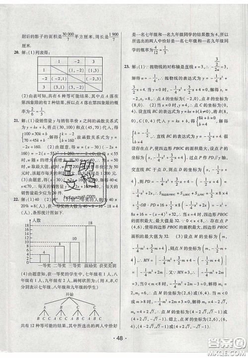 2020年同行学案学练测九年级数学下册青岛版答案