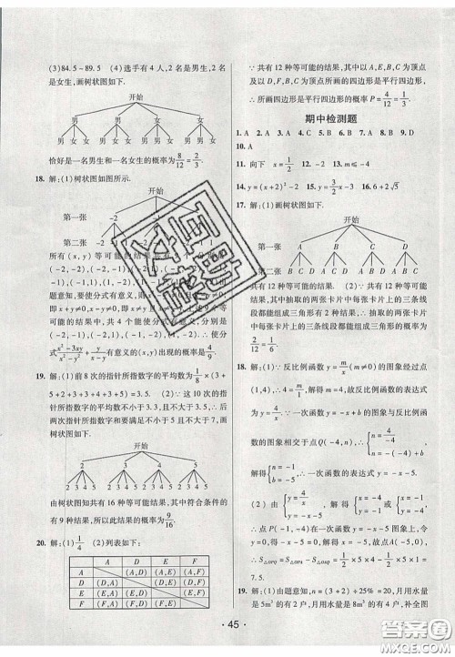 2020年同行学案学练测九年级数学下册青岛版答案