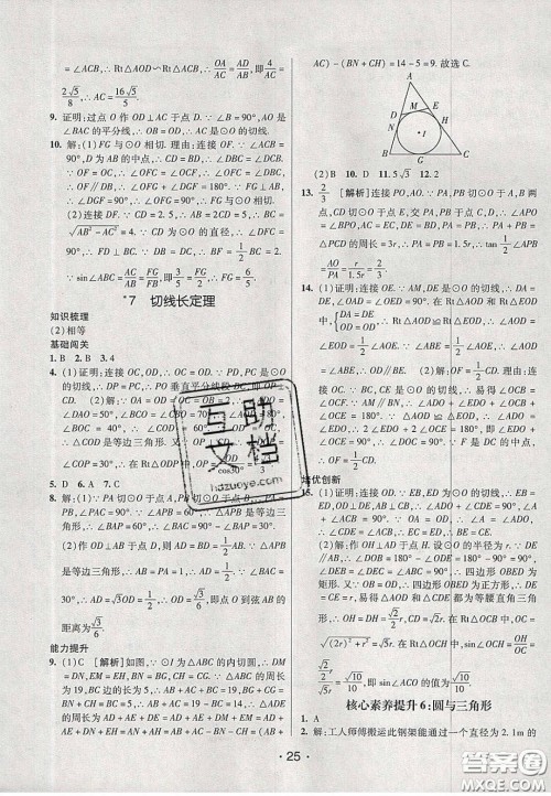 2020年同行学案学练测九年级数学下册鲁教版烟台专版答案