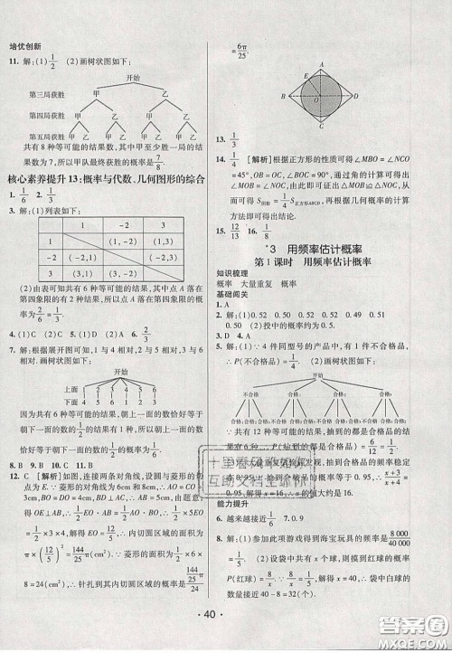 2020年同行学案学练测九年级数学下册鲁教版烟台专版答案