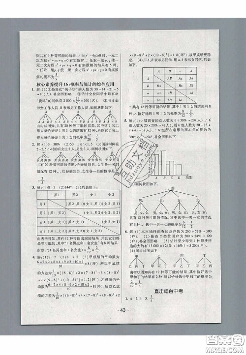 2020年同行学案学练测九年级数学下册鲁教版烟台专版答案