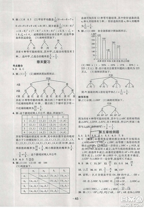 2020年同行学案学练测九年级数学下册鲁教版烟台专版答案