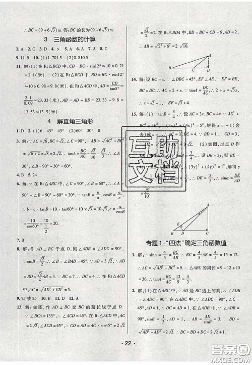 2020年同行学案学练测九年级数学下册北师大版答案