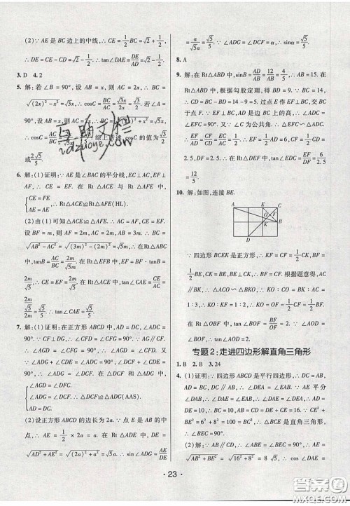 2020年同行学案学练测九年级数学下册北师大版答案