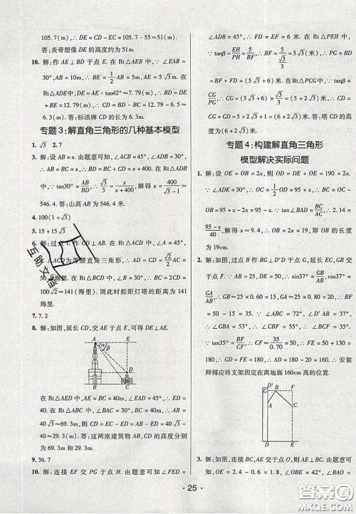 2020年同行学案学练测九年级数学下册北师大版答案