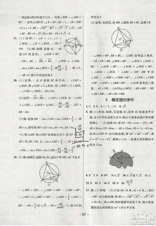 2020年同行学案学练测九年级数学下册北师大版答案