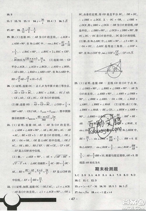 2020年同行学案学练测九年级数学下册北师大版答案