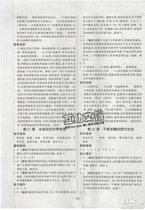 2020年同行学案学练测九年级历史下册人教版答案