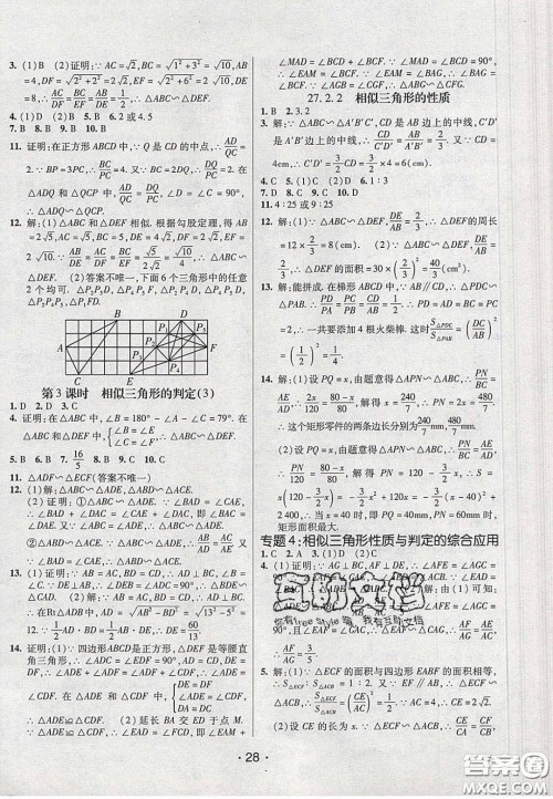 2020年同行学案学练测九年级数学下册人教版答案