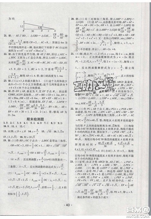 2020年同行学案学练测九年级数学下册人教版答案