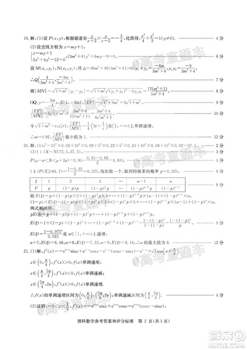 2020年华大新高考联盟名校押题卷6月理科数学试题及答案 2020年华大新高考联盟名校押题卷6月理科数学试题及答案