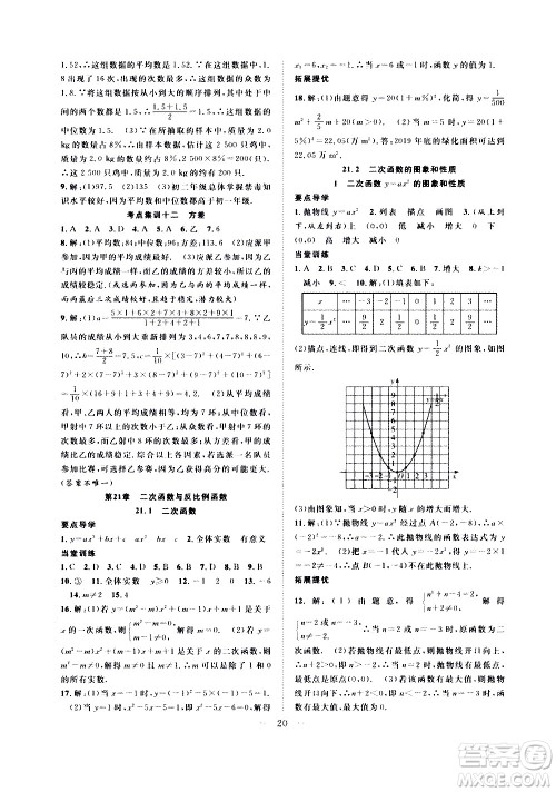 2020年假期伴你行暑假复习计划数学八年级HK沪科版参考答案