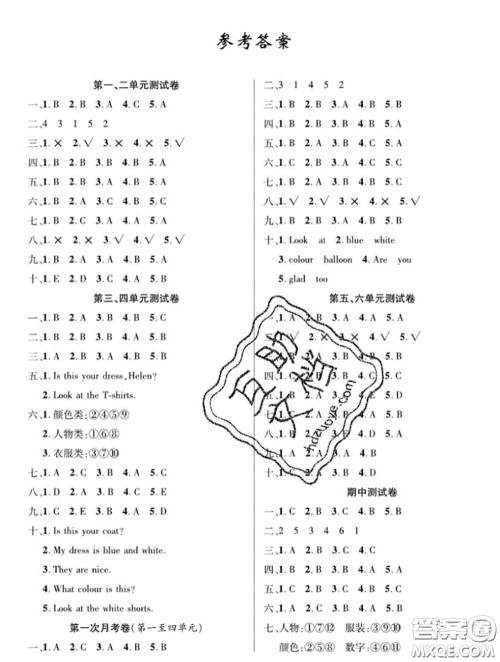 新疆文化出版社2020年先锋大考卷三年级英语下册湘少版答案