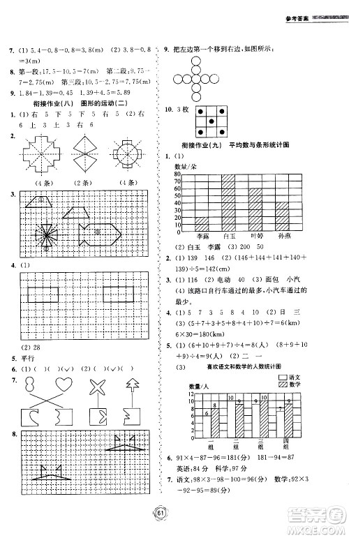 超能学典2020年暑假衔接作业本数学四升五年级全国版参考答案