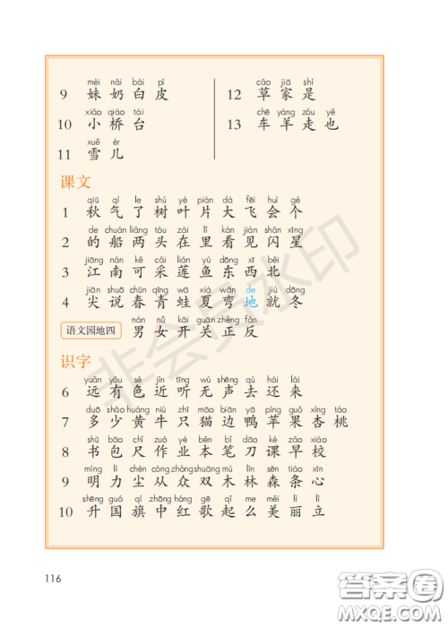 2020义务教育教科书语文一年级上册人教版课本