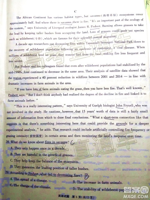 2020年重庆南开中学6月高考模拟考试英语试题及答案 2020年重庆南开中学6月高考模拟考试英语试题及答案