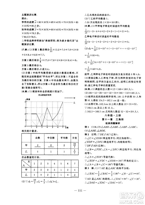安徽大学出版社2021假期总动员暑假必刷题数学八年级人教版答案