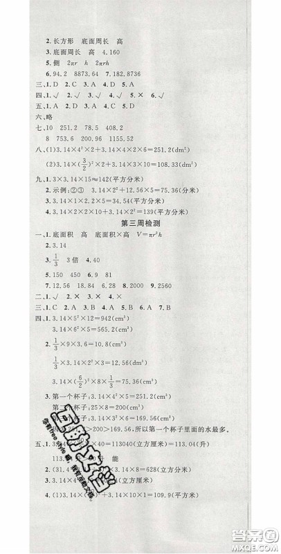 2020开心一卷通全优大考卷六年级数学下册苏教版答案 2020开心一卷通全优大考卷六年级数学下册苏教版答案