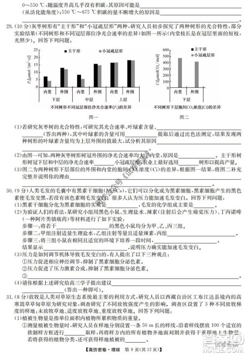 九师联盟2020年普通高等学校招生全国统一考试高仿密卷理科综合试题及答案 九师联盟2020年普通高等学校招生全国统一考试高仿密卷理科综合试题及答案