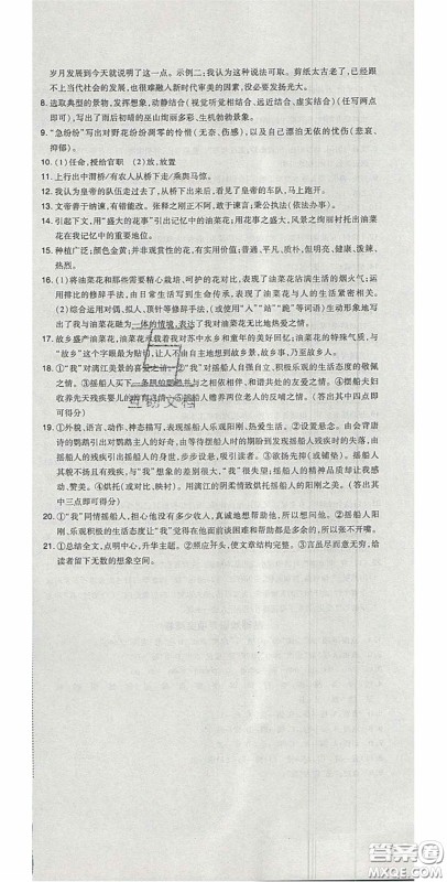 2020开心一卷通全优大考卷七年级语文下册人教版答案