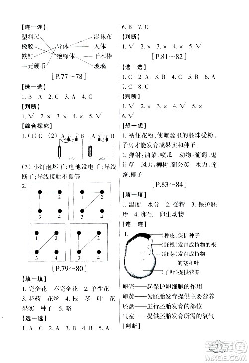 浙江少年儿童出版社2020年暑假学与练四年级数学R人教版科学J教科版版参考答案 浙江少年儿童出版社2020年暑假学与练四年级数学R人教版科学J教科版版参考答案