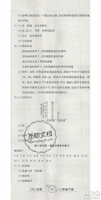2020开心一卷通全优大考卷八年级生物下册人教版答案 2020开心一卷通全优大考卷八年级生物下册人教版答案