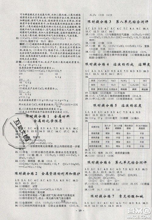 2020初中同步测控全优设计一卷好题九年级化学下册人教版答案 2020初中同步测控全优设计一卷好题九年级化学下册人教版答案