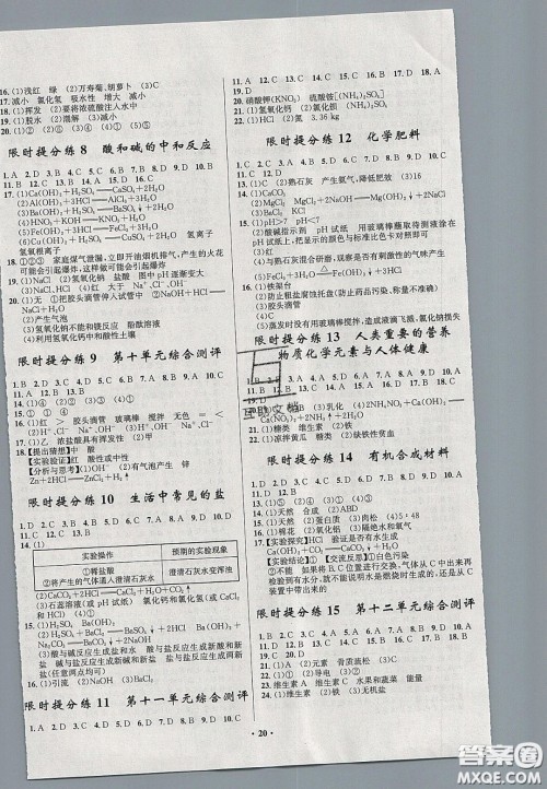 2020初中同步测控全优设计一卷好题九年级化学下册人教版答案 2020初中同步测控全优设计一卷好题九年级化学下册人教版答案