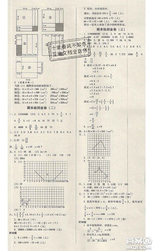 2020年云南师大附小一线名师金牌试卷六年级数学下册人教版答案 2020年云南师大附小一线名师金牌试卷六年级数学下册人教版答案