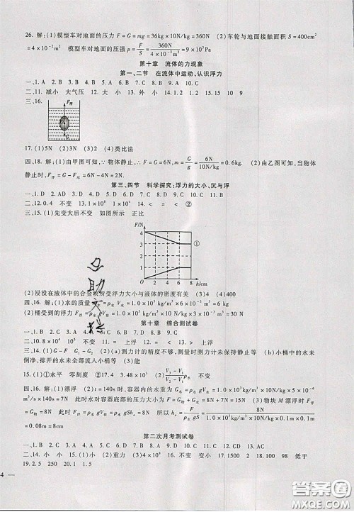 2020年华夏一卷通八年级物理下册教科版答案