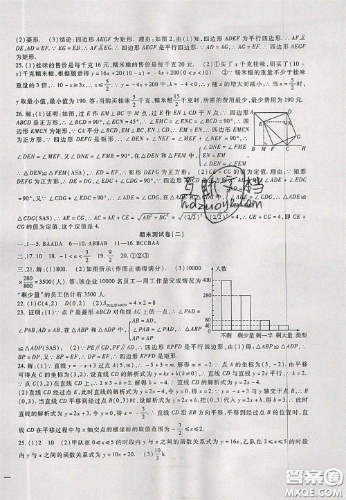 2020年华夏一卷通八年级数学下册冀教版答案 2020年华夏一卷通八年级数学下册冀教版答案