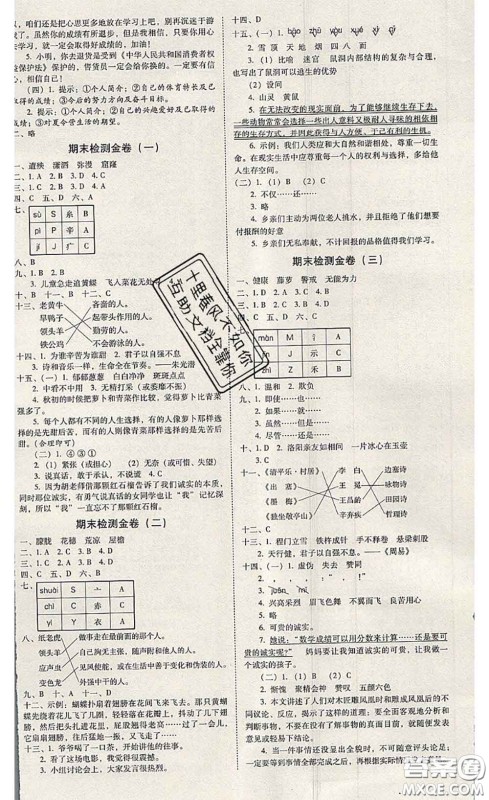 2020年云南师大附小一线名师金牌试卷四年级语文下册人教版答案 2020年云南师大附小一线名师金牌试卷四年级语文下册人教版答案