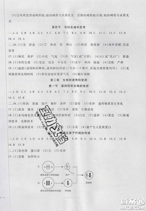 2020年华夏一卷通八年级生物下册人教版答案