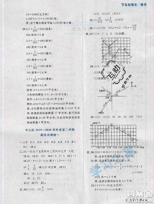 2020年名校期末大连市各区名校期中期末仿真试卷12套六年级数学下册答案 2020年名校期末大连市各区名校期中期末仿真试卷12套六年级数学下册答案
