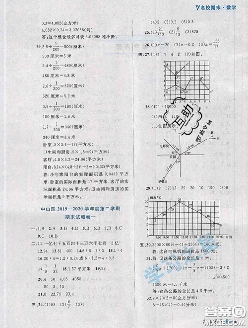 2020年名校期末大连市各区名校期中期末仿真试卷12套六年级数学下册答案