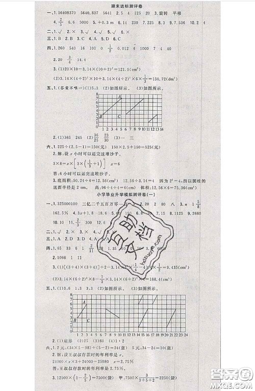 南方出版社2020状元大考卷六年级数学下册人教版答案 南方出版社2020状元大考卷六年级数学下册人教版答案