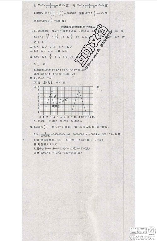 南方出版社2020状元大考卷六年级数学下册人教版答案