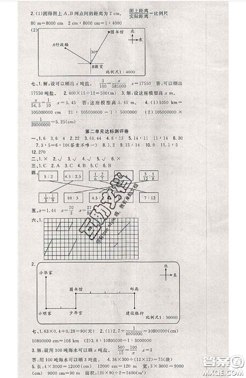 南方出版社2020状元大考卷六年级数学下册北师版答案