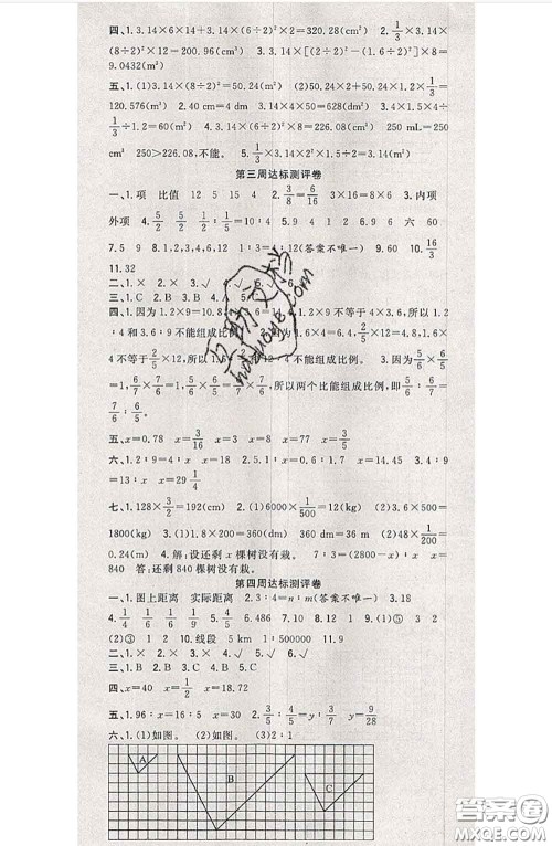 南方出版社2020状元大考卷六年级数学下册北师版答案