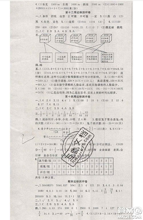 南方出版社2020状元大考卷六年级数学下册北师版答案