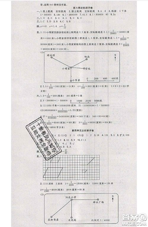 南方出版社2020状元大考卷六年级数学下册苏教版答案