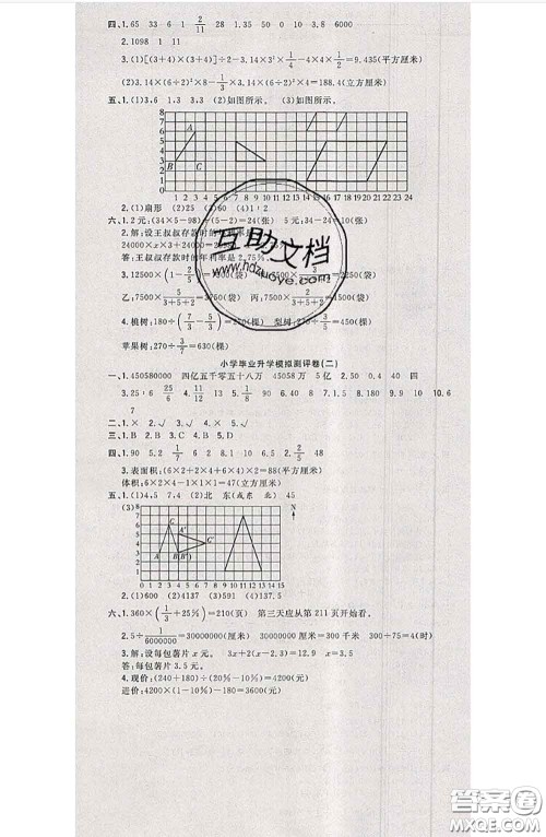 南方出版社2020状元大考卷六年级数学下册苏教版答案