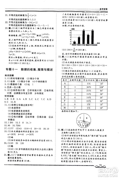 北京工业大学出版社2020年假期生活指导暑假七年级数学参考答案