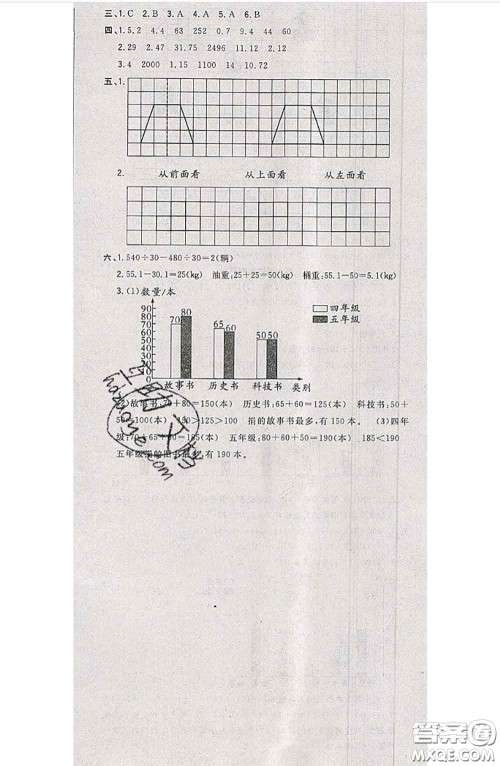 南方出版社2020状元大考卷四年级数学下册人教版答案