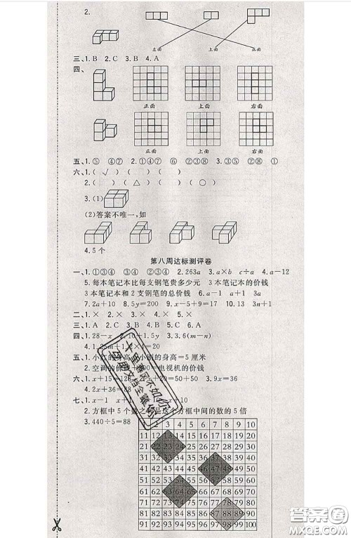 南方出版社2020状元大考卷四年级数学下册北师版答案