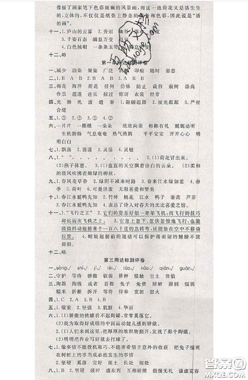 南方出版社2020状元大考卷三年级语文下册人教版答案 南方出版社2020状元大考卷三年级语文下册人教版答案