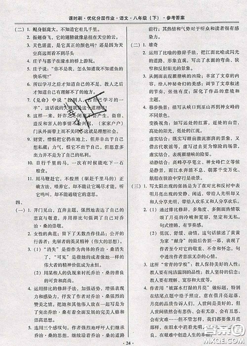 2020年课时刷优化分层作业八年级语文下册人教版答案 2020年课时刷优化分层作业八年级语文下册人教版答案